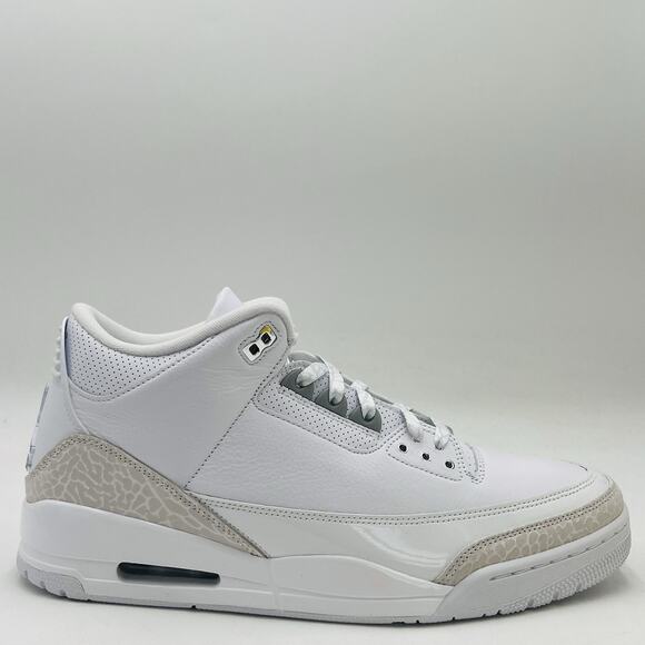 Nike Air Jordan 3 Retro White Silver Sneakers CT8532 111 Men Size 13 NEW main image 4